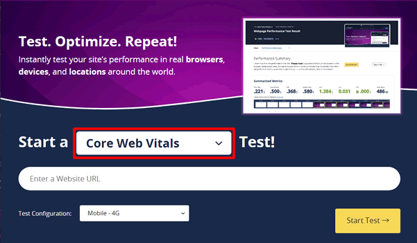 WebPageTestでCore Web Vitalsを指定してテストする