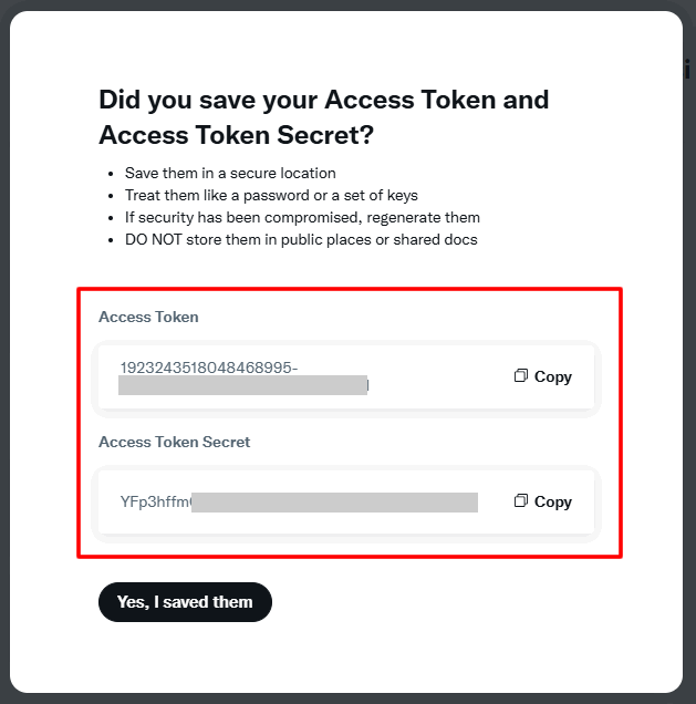Twitter APIのAccess TokenとAccess Token Secretをメモする