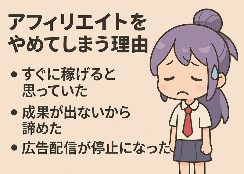 アフィリエイトをやめてしまう理由